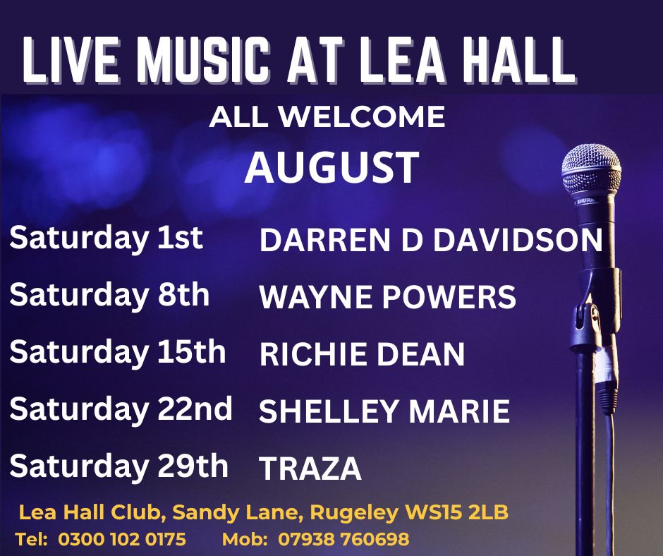 On Saturday 15th August for your entertainment we have Richie Dean in the bar from 9pm onwards.